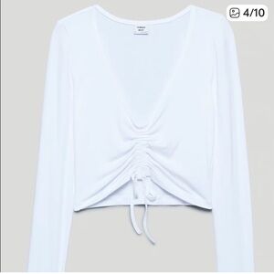 Aritzia Sunday Best Vida Ribbed Longsleeve in khaki green size small EUC